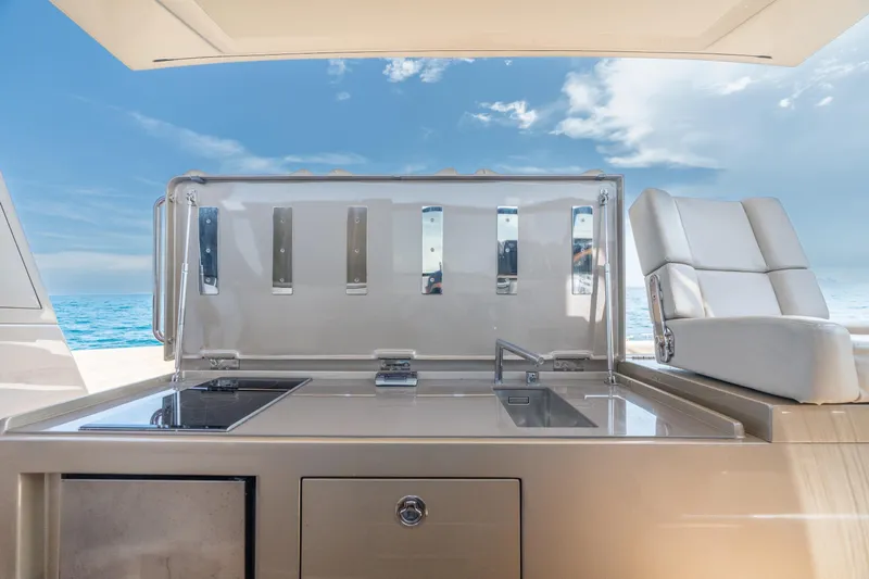 Spin Yacht Photos Pics Luxury yacht CNM Continental 54 outdoor kitchen with ocean view, 2019 model.