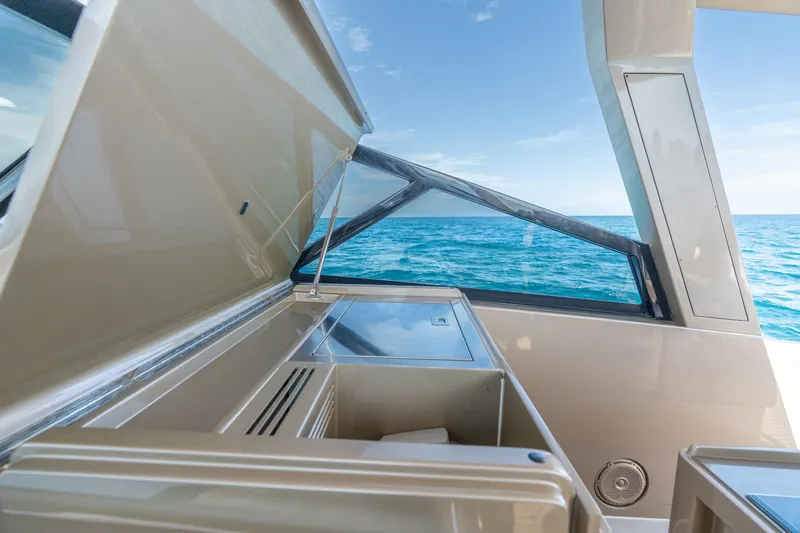 Spin Yacht Photos Pics Luxurious CNM Continental 54 yacht interior with ocean view, 2019 model.