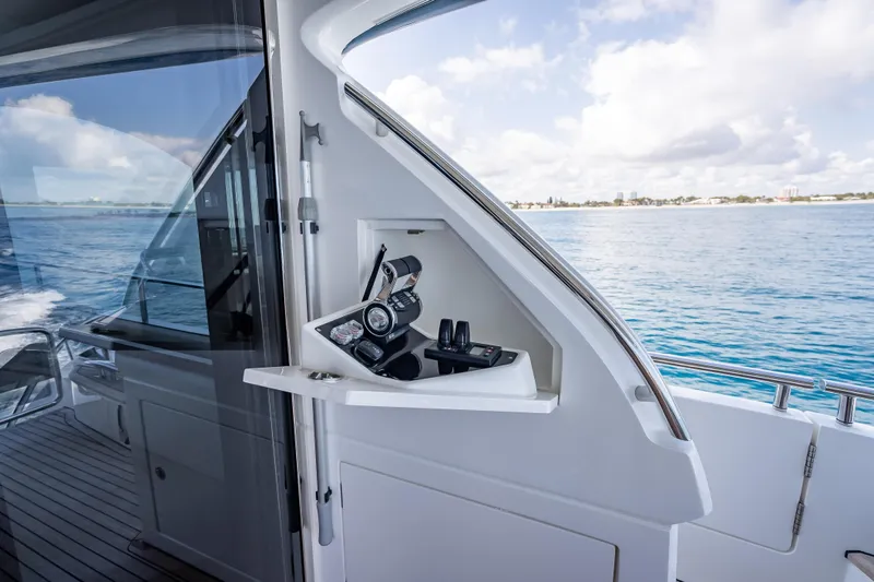 Iseablu Yacht Photos Pics Control panel on 2023 Princess Y72 yacht with ocean view.