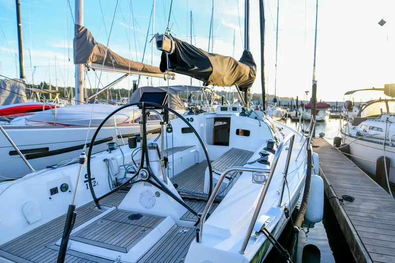 "mah Na Mah Na" Yacht Photos Pics 2020 J Boats J/112E sailboat docked at marina, featuring sleek design and modern amenities.