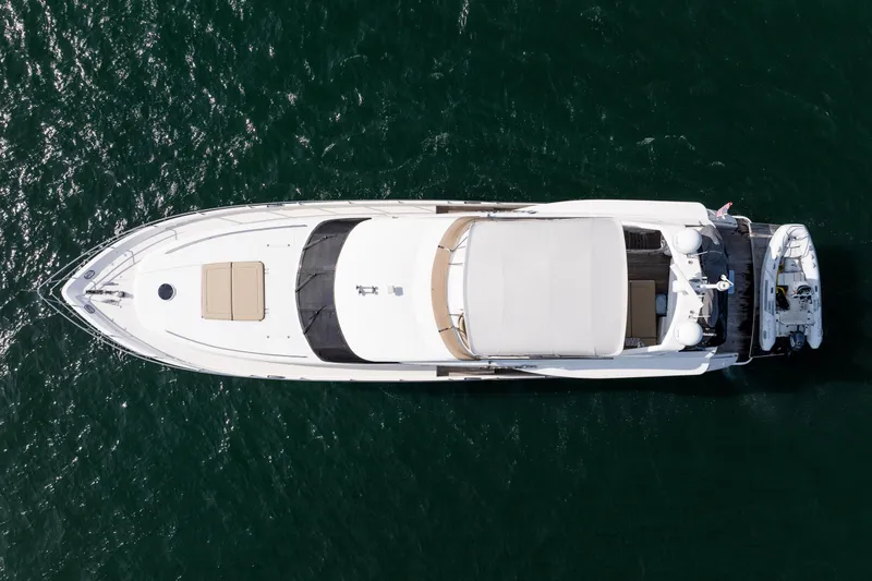Ocaralia Yacht Photos Pics Aerial view of 2008 Viking Princess 75 yacht on open water.