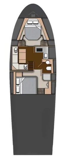  Yacht Photos Pics Floor plan of the 2025 Aicon Audace 50 luxury yacht, showcasing cabin layout.
