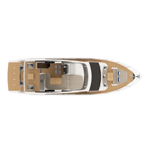  Yacht Photos Pics Top view of 2025 Absolute 52 FLY yacht, showcasing spacious deck layout.