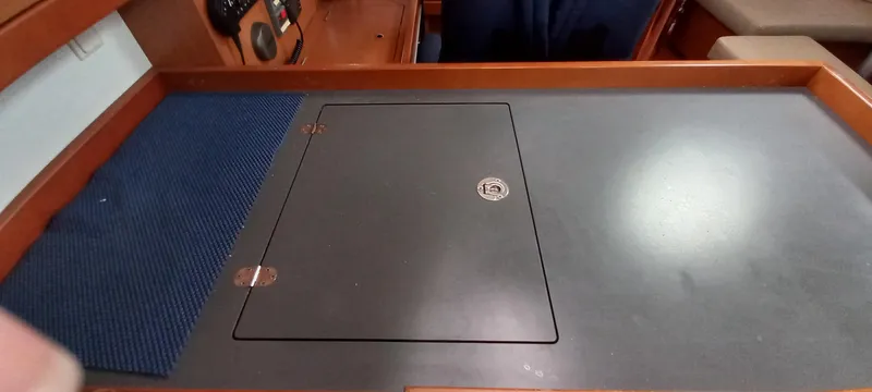 Lady Mys Yacht Photos Pics Navigation station on 2013 Beneteau Oceanis 48 yacht, featuring a sleek, modern design.