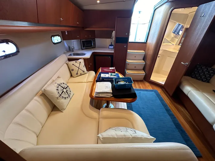  Yacht Photos Pics Interior of 2005 Tiara Yachts 3600 Sovran with cozy seating and modern amenities.