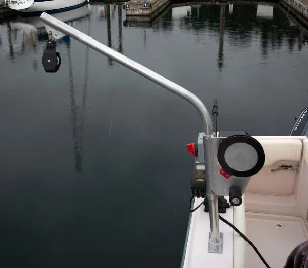  Yacht Photos Pics Fishing equipment on a 2014 Grady-White Express 330 boat at a marina.