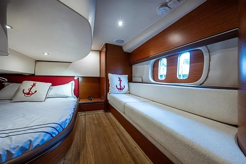 Gazelle Yacht Photos Pics Luxurious 2014 Zeelander Z44 yacht cabin with wood accents and nautical-themed decor.