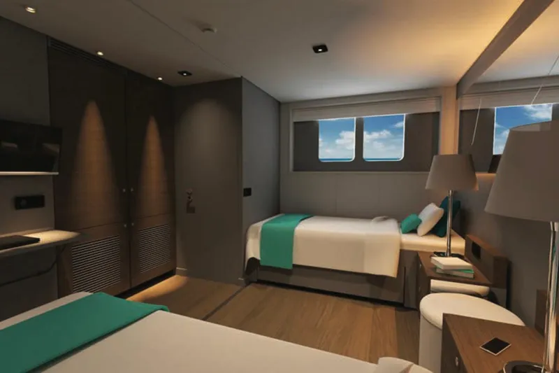 Soyaslan Custom Made Yacht Photos Pics Luxurious Soyaslan Custom 2027 yacht cabin with modern decor and twin beds.