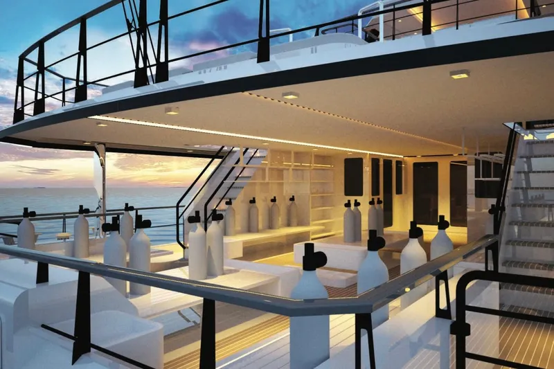 Soyaslan Custom Made Yacht Photos Pics Luxurious 2027 Soyaslan Custom yacht interior with modern design and sunset view.