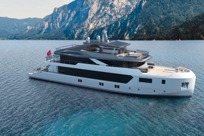 Soyaslan Custom Made Yacht Photos Pics Luxurious 2027 Soyaslan Custom yacht cruising in scenic mountain waters.