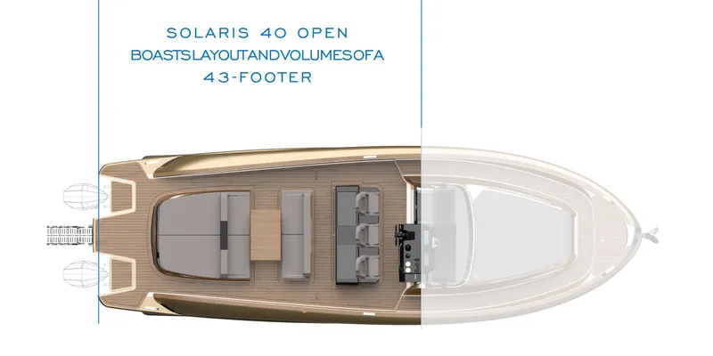 40f Open O/b Yacht Photos Pics 2024 Solaris Power SP 40F Open yacht layout, showcasing spacious design and features.
