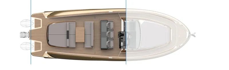 40f Open O/b Yacht Photos Pics Top view of 2024 Solaris Power SP 40F open yacht layout.