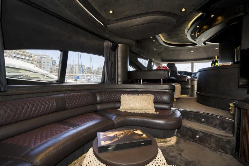  Yacht Photos Pics Luxurious interior of a 2005 Azimut 68 yacht with elegant leather seating and modern design.