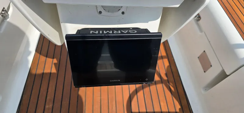 Cherish The Day Yacht Photos Pics Garmin navigation system on Jeanneau Sun Odyssey 40.3 yacht, 2006 model, with teak deck.