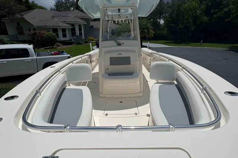 Joe Yacht Photos Pics 2018 Cobia 301 Center Console boat with spacious seating and sleek design.