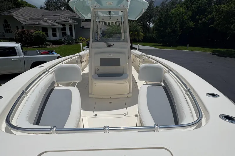 Joe Yacht Photos Pics 2018 Cobia 301 Center Console boat with spacious seating and sleek design.