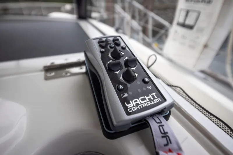 4 My Valentine Yacht Photos Pics Remote yacht controller on a 2022 Beneteau Swift Trawler 41, enhancing navigation and control.