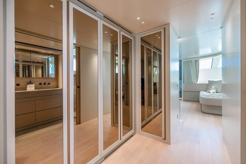 Legacy Yacht Photos Pics Luxurious interior of 2022 Sanlorenzo SD96 yacht with modern design and elegant furnishings.