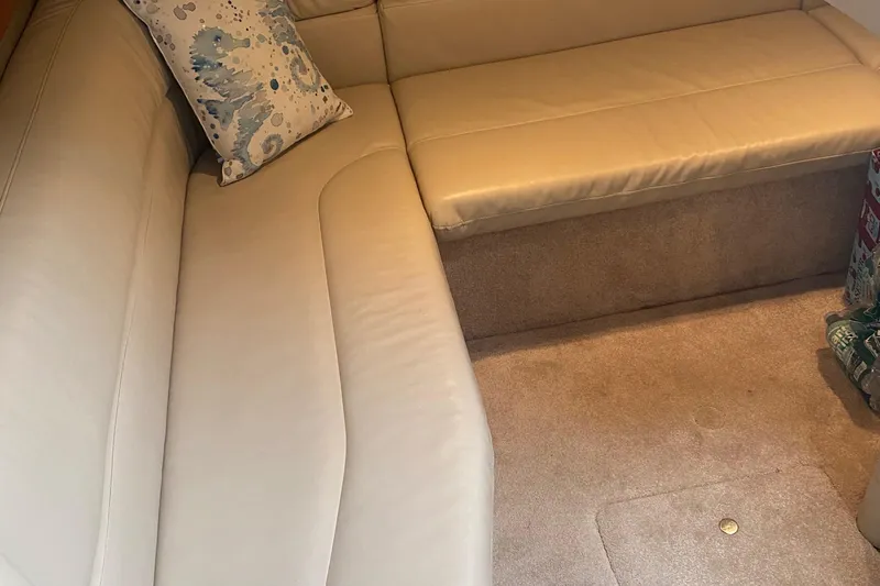  Yacht Photos Pics Luxurious beige leather seating in 2012 Formula 31PC boat interior.