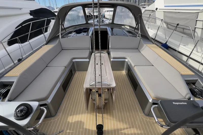  Yacht Photos Pics Luxurious 2017 Grand Soleil 52 LC yacht cockpit with sleek seating and modern design.