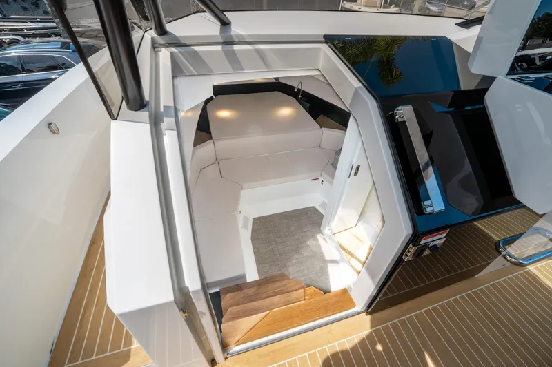  Yacht Photos Pics Interior view of 2025 De Antonio Yachts D36 OPEN, featuring modern seating and sleek design.