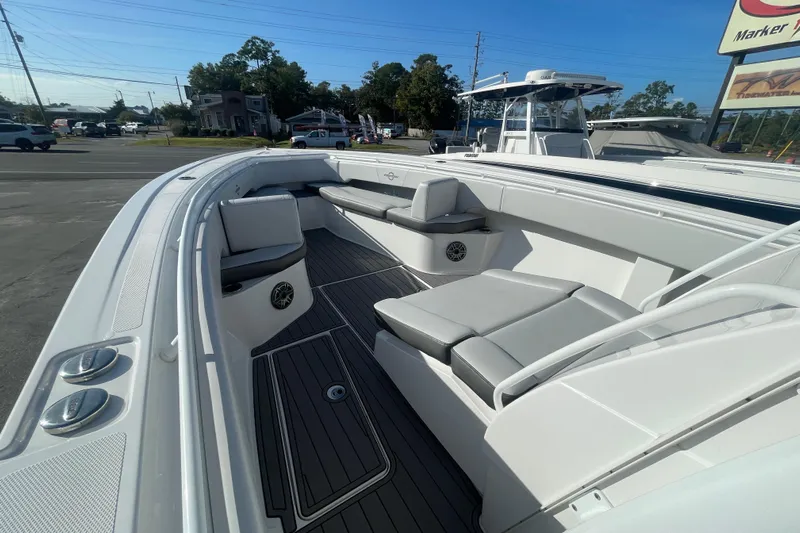  Yacht Photos Pics 2020 Fountain 38 Center Console boat with spacious seating and sleek design.