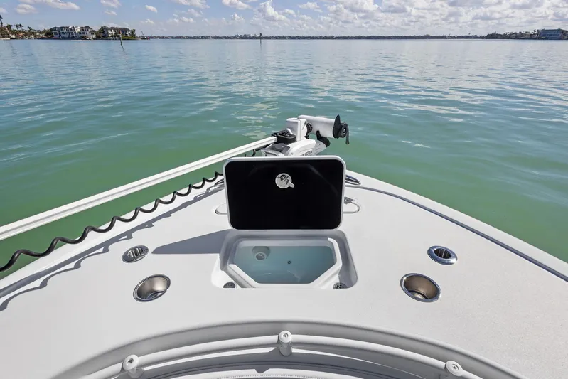  Yacht Photos Pics 2022 Barker Boatworks 26 Open on calm water, showcasing deck features.