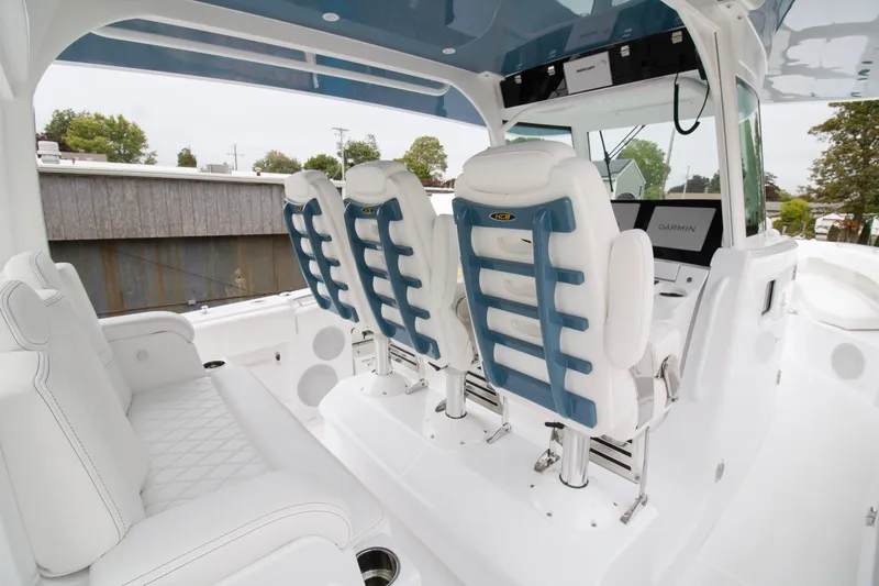  Yacht Photos Pics 2025 HCB 42 Lujo boat interior with luxurious seating and modern design.