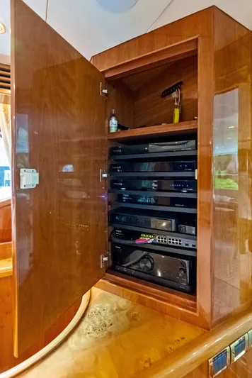 Tortuga Yacht Photos Pics Audio-visual equipment cabinet on 1999 Monte Fino 82 yacht.