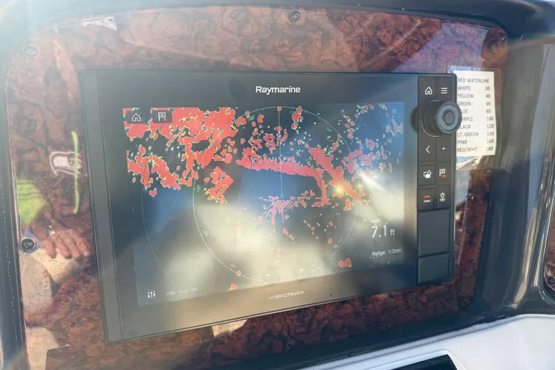  Yacht Photos Pics Raymarine navigation display on 2006 Sea Ray 44 Sedan Bridge yacht dashboard.