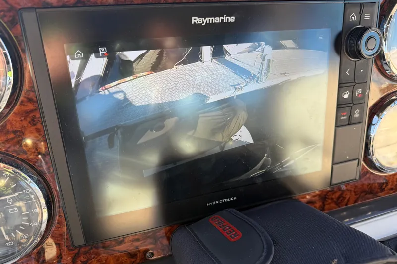  Yacht Photos Pics Raymarine display on 2006 Sea Ray 44 Sedan Bridge showing navigation details.