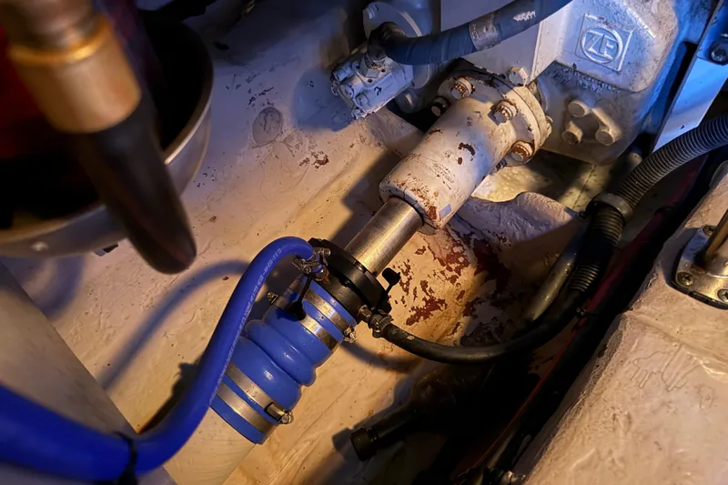  Yacht Photos Pics Engine compartment of 2006 Sea Ray 44 Sedan Bridge with visible mechanical components.