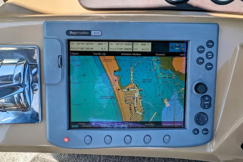  Yacht Photos Pics Navigation system on a 2004 Carver 360 Mariner displaying nautical chart.