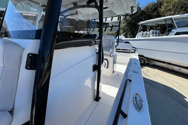  Yacht Photos Pics 2023 Fountain 34 Tournament Edition boat interior with sleek design and modern features.