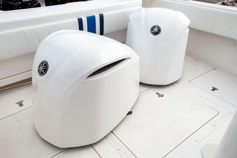  Yacht Photos Pics 2011 Intrepid 32 boat with Yamaha engine covers on deck.