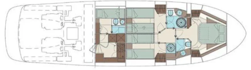  Yacht Photos Pics Floor plan of a 2009 Riva Sportriva yacht, showcasing interior layout and design.