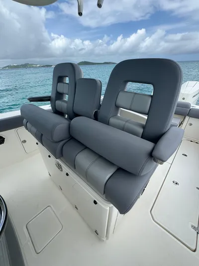  Yacht Photos Pics 2025 Boston Whaler 330 Outrage boat seats with ocean view.