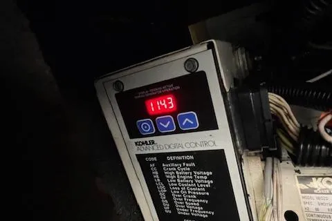 "just One Mohr" Yacht Photos Pics Kohler digital control panel on 2005 Regal Commodore 4260, displaying 1143.