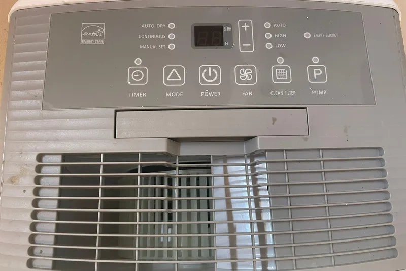  Yacht Photos Pics Control panel of a 1998 Voyager Norseman 430 dehumidifier with various settings and indicators.