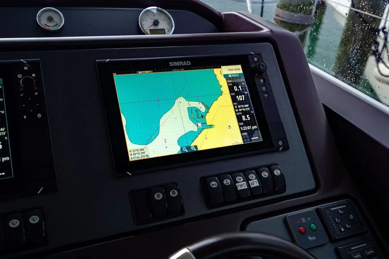 The Royal Blue Yacht Photos Pics Navigation system on 2015 Beneteau GRAN TURISMO 49 yacht dashboard.