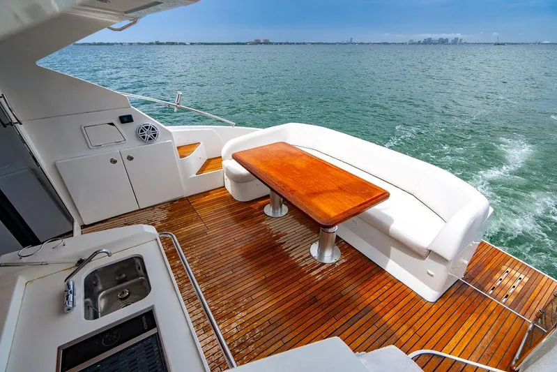 The Royal Blue Yacht Photos Pics Beneteau GRAN TURISMO 49 yacht deck with seating and ocean view, 2015 model.