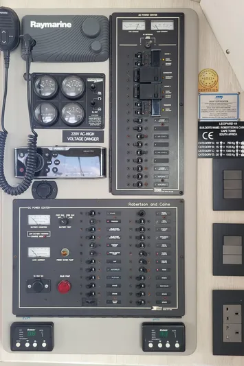 Ohana Yacht Photos Pics Leopard 44 2016 control panel with Raymarine equipment.