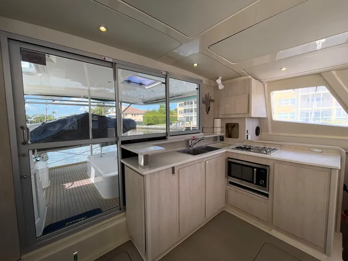 Ohana Yacht Photos Pics Interior view of Leopard 44 yacht kitchen, 2016 model.