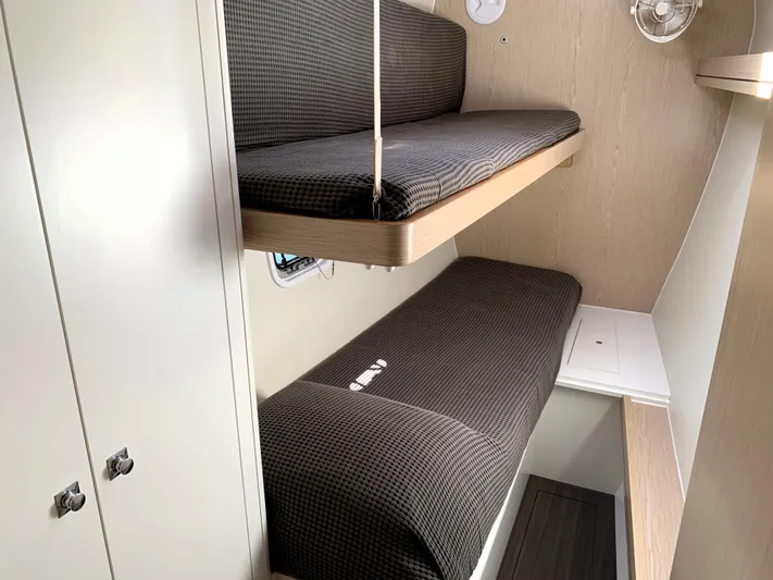 Traverse Yacht Photos Pics Interior of 2021 Outremer 51 yacht with bunk beds and modern design.