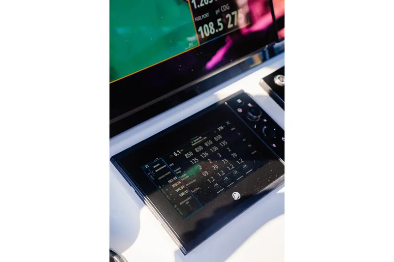  Yacht Photos Pics Dashboard of 2025 Costa Custom Boats 34 with digital display and controls.