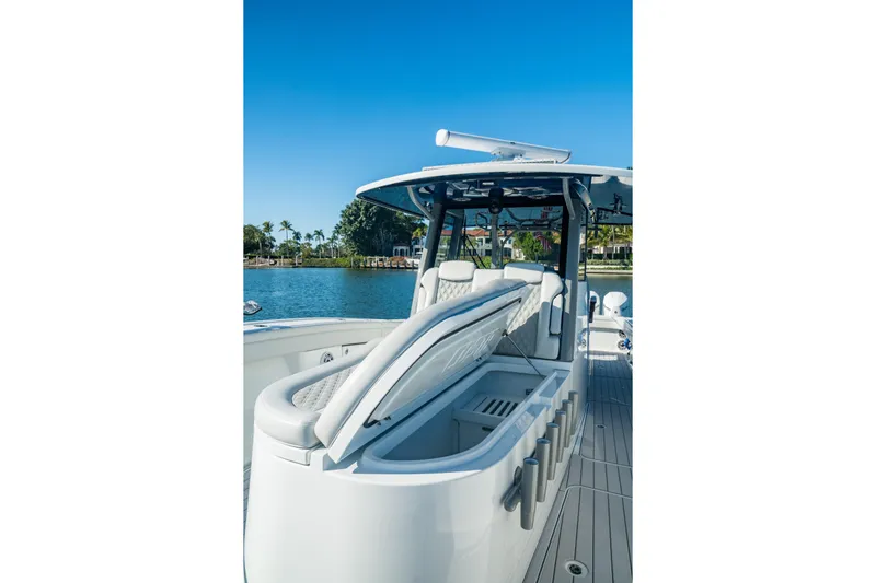  Yacht Photos Pics 2025 Costa Custom Boats 34 model on water, showcasing sleek design and luxury seating.