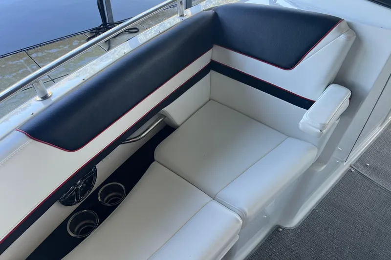 310 Bow Rider Yacht Photos Pics 2021 Formula 310 Bowrider I/O interior seating with cup holders and armrest.