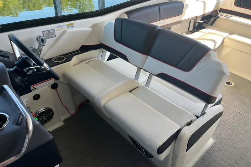 310 Bow Rider Yacht Photos Pics 2021 Formula 310 Bowrider I/O interior with sleek seating and modern dashboard design.