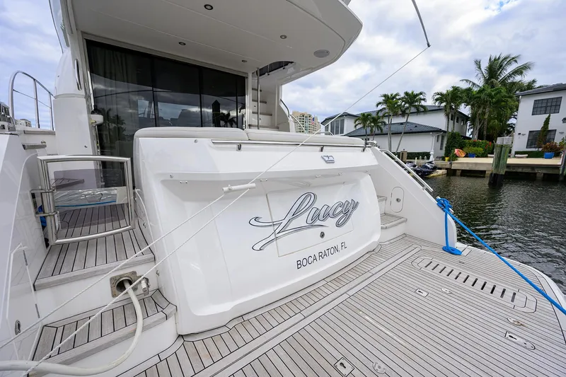  Yacht Photos Pics Luxury Princess F50 yacht docked, Boca Raton, 2022 model, sleek design.