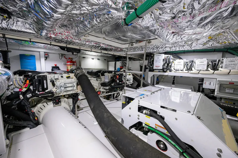  Yacht Photos Pics Engine room of 2022 Princess F50 yacht, showcasing advanced machinery and equipment.